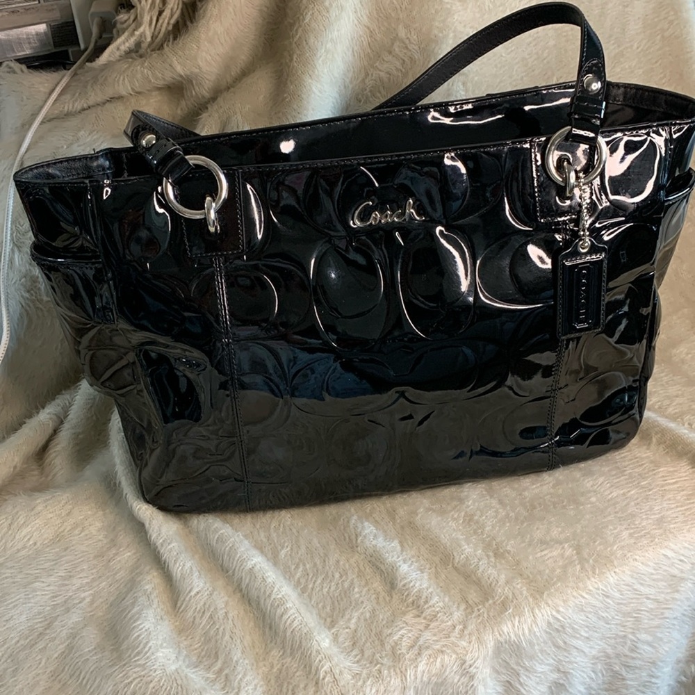 Coach patent signature tote